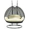 Leisuremod Charcoal Wicker Hanging 2 person Egg Swing Chair with Taupe Cushions ESCCH-57TP - alternate 1