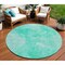 Homeroots 8' Teal Blue And Aqua Round Nautical Washable Indoor Outdoor Area Rug 581751 - alternate 1