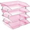 Acrimet Facility 4 Tier Letter Tray Side Load Letter Size Desktop File Organizer Plastic Clear Pink 256.8 - alternate 1