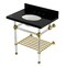 Kingston Brass 30-Inch Black Granite Console Sink with Acrylic Legs and Shelf, 8-Inch, 3-Hole KVPK3030KAB7 - alternate 1