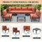 Leisuremod Chelsea 7-Piece Patio Sectional And Coffee Table Set Black Aluminum With Orange Cushions CSTBL-7OR - alternate 3