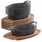 Megachef 6 Piece Mini Cast Iron Oval Pan with Wood Tray Set 750123652M - alternate 1