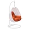 Leisuremod White Wicker Hanging Egg Swing Chair with Orange Cushions ESCW-40OR - alternate 1