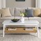 Alaterre Furniture Calais Modern 48 in Coffee Table 2-Tier Wooden Rectangular Table with Woven Storage Shelf AFTBL-045 - alternate 3