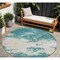 Homeroots 8' Teal Blue Ivory And Gray Round Abstract Washable Indoor Outdoor Area Rug 599522 - alternate 1