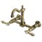 Kingston Brass Two-Handle Wall Mount Bridge Kitchen Faucet, Antique Brass KS2443BAL - alternate 1