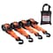 Mytee Products 1in x 12ft Auto Re-Tractable Ratchet Straps with Zinc Coated S hook - Orange RS112R-OR4PK - alternate 3