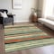Homeroots 8' X 10' Sage Black And Red Striped Washable Indoor Outdoor Area Rug 598929 - alternate 2