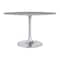 Homeroots 48" Gray and Silver Marble and Aluminum Pedestal Base Round Top Dining Table 572238 - alternate 3