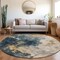 Homeroots 8' Blue Gray And Gold Round Abstract Washable Indoor Outdoor Area Rug 603049 - alternate 6
