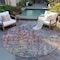 Homeroots 8' Pewter Round Abstract Washable Indoor Outdoor Area Rug 607880 - alternate 3