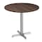 Flash Furniture 31.25" Round Outdoor Tabletop, Dark Brown, Seamless Surface Technology, 22x22 Silver Cast IronxBase ST-RD31-WBR-T2222S-GG - alternate 1