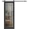 Sartodoors Sturdy Barn Door Clear Tempered Glass, Lucia 2266 Matte Black and Aluminum Strips, 6.6FT Black Rai LUCIA2266BD-B-BLK-32 x 84 - alternate 1