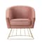 Homeroots 29" Blush And Gold Velvet Barrel Chair 533848 - alternate 1