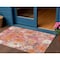 Homeroots 3' X 5' Blush Pink And Orange Floral Washable Indoor Outdoor Area Rug 611186 - alternate 1