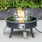 Leisuremod Walbrooke Outdoor Patio Aluminum Round Slats Design Fire Pit Side Table, Lid & Fire Glass, Black WBLS-29-GL - alternate 5