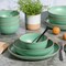 Gibson Home Rockabye 12 Piece Double Bowl Melamine Dinnerware Set in Green 136595.12 - alternate 3