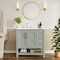 Flash Furniture Vega 36in. Vanity w/Sink, Cabinet w/Gold Hardware, Open Shelf & 3 Drawers, Marble Counter, Sage/Wht FS-VEGA36-KD-SG-HDGLD-GG - alternate 1