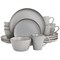 Elama Louis 16 Piece Stoneware Dinnerware Set in Matte Slate with Gold Rim ELM-LOUIS16 - alternate 1
