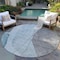 Homeroots 8' Teal Blue Aqua And Gray Round Abstract Washable Indoor Outdoor Area Rug 582034 - alternate 3