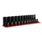Capri Tools 3/8 in. Drive Shallow/Deep Impact Socket Set, 12-Pt, SAE, 24-Pc with Red Billet Aluminum Socket Rail CP53800-24SSDR - alternate 1