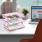Acrimet Facility 3 Tier Letter Tray Side Load Letter Size Desktop File Organizer Plastic Clear Pink 255.8 - alternate 3