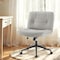 Simple Deluxe Criss Cross Legged Chair with Wheels, Armless PU Leather Office Desk Chair Wide Seat, Swivel Rollin 3A88FNCHAR7295GRY - alternate 1