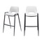 Homeroots Set of Two 30" White and Black Faux Leather and Steel Low Back Bar Height Bar Chairs 555672 - alternate 2