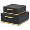 Homeroots Set of Two Black And Gold Square Nesting Decorative Storage Boxes With Lids, 2PK 712922 - alternate 3