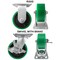 Hyw Products Heavy Duty Caster Set 5in Green Polyurethane on Cast Iron Wheels, 2 Rigid & 2 Swivel w/ Brake, 4PK 40-50R-A1-PC-2,40-50S-A1-PC-TB-2 (G) - alternate 2