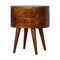 Homeroots 21" Brown Solid Wood Round Two Drawer Nightstand 651490 - alternate 6