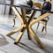 Homeroots 79" Black and Gold Marble and Metal Cross Leg Base Dining Table 602324 - alternate 2