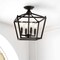 Jonathan Y Plains 12" 4-Light Modern Farmhouse Metal Open-Frame Pagoda LED Semi Flush Mount Mini Lantern, Oil Ru JYL7610A - alternate 2