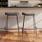 Homeroots Set of Two 26" Gray and Black Fabric and Metal Backless Counter Height Bar Chairs, 2PK 555019 - alternate 2