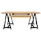 Homeroots 60" Natural and Black Solid Wood and Metal Trestle Executive Desk 608136 - alternate 3