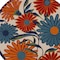 Homeroots 8' Ivory Orange and Blue Round Floral Indoor Outdoor Area Rug 527639 - alternate 2