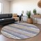Homeroots 8' Purple Ivory And Beige Round Striped Washable Indoor Outdoor Area Rug 598922 - alternate 2