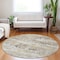 Homeroots 8' Ivory And Taupe Round Striped Washable Indoor Outdoor Area Rug 609548 - alternate 4
