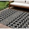 Homeroots 9' X 12' Black Ivory And Blue Geometric Washable Indoor Outdoor Area Rug 612176 - alternate 1