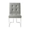Homeroots Set of Two Tufted Light Gray and Silver Metallic Upholstered Faux Leather Dining Side Chairs 543549 - alternate 5