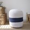 Homeroots 18" Off White And Navy Blue Jute Blend Cylinder Striped Pouf Ottoman 551556 - alternate 3