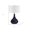Homeroots 25" Navy Blue Glass Gourd Table Lamp With White Drum Shade 524329 - alternate 2
