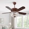 Jonathan Y Neva 42" 3-Light Rustic Industrial 6-Speed Metal/Crystal Bowl Shade Mobile-App/Remote-Controlled LED JYL9734A - alternate 3