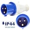 Walther-Werke Pin and Sleeve Plug, 30A, 230 or 250, 1 Phase, 2 Pole, Blue, Screw Terminals Wire Connection Type 231306 - alternate 2