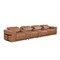 Homeroots 166" Chestnut Top Grain Leather Reclining Metal USB Sofa 720375 - alternate 1