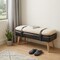 Homeroots 35in Black and Brown Genuine Leather and Solid Wood Upholstered Bench 723431 - alternate 5