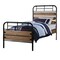 Homeroots Black And Oak Shiplap Texture Wood and Metal Twin Bed Frame 285582 - alternate 4