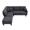 Homeroots 88" Gray Fabric Modular Sofa With Black Legs 568271 - alternate 1