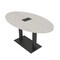 Skutchi Designs Oval Conference Table With Power Unit, 36 in W, 72 in L, Ivory HAR-OVL-36X72-DOU.BK-K458-EBLK - alternate 1