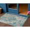 Homeroots 3' X 5' Teal Blue Ivory And Light Brown Damask Washable Indoor Outdoor Area Rug 596393 - alternate 1